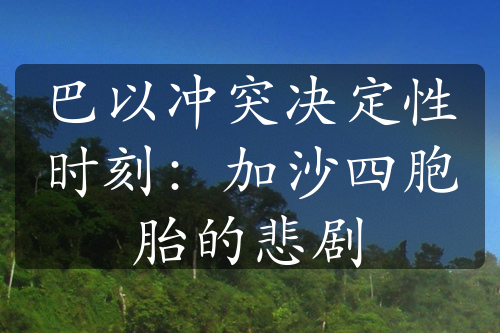 巴以冲突决定性时刻：加沙四胞胎的悲剧