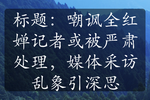 标题：嘲讽全红婵记者或被严肃处理，媒体采访乱象引深思