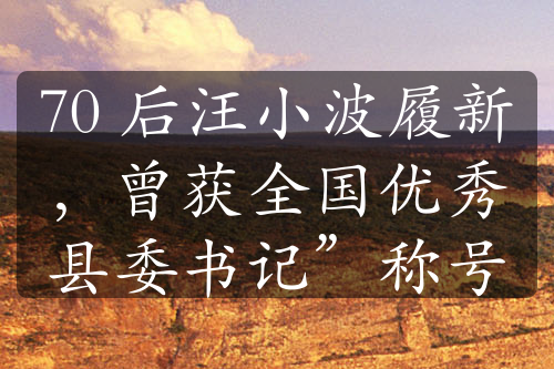 70 后汪小波履新，曾获全国优秀县委书记”称号