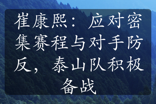 崔康熙：应对密集赛程与对手防反，泰山队积极备战