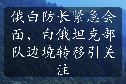 俄白防长紧急会面，白俄坦克部队边境转移引关注