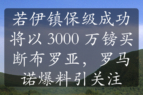 若伊镇保级成功将以 3000 万镑买断布罗亚，罗马诺爆料引关注