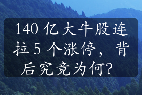 140 亿大牛股连拉 5 个涨停，背后究竟为何？