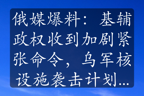 俄媒爆料：基辅政权收到加剧紧张命令，乌军核设施袭击计划引关注