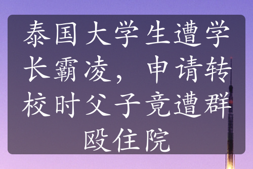 泰国大学生遭学长霸凌，申请转校时父子竟遭群殴住院